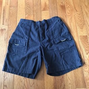 LLBean men’s navy shorts, cargo, elastic in back.